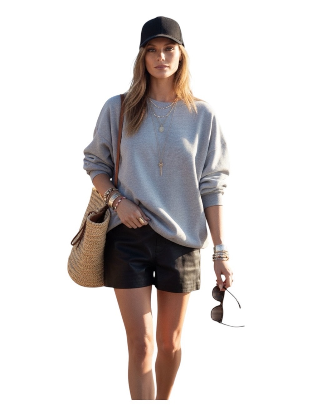 new Michael Lauren ✶ Baggy Boyfriend Oversize Pullover Sweatshirt ✶ Heather Grey - Picture 8 of 16